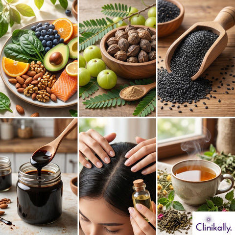 Foods and herbs for healthy hair melanin