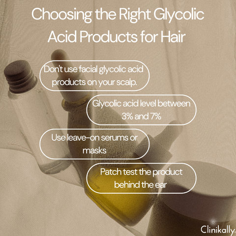 Infographic on choosing the right glycolic acid products for hair