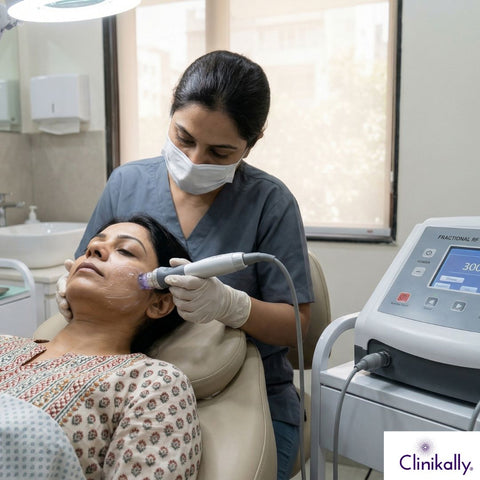A women taking dermatological treatment for under eye problems.
