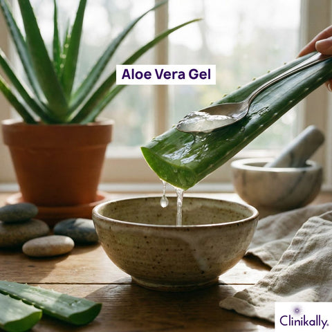 Fresh aloe vera gel in bowl