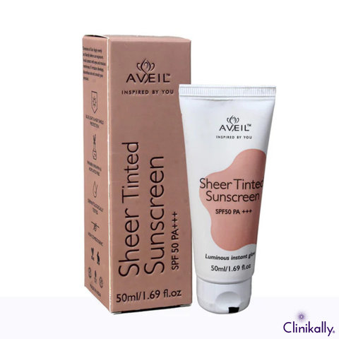 Aveil Sheer Tinted Sunscreen SPF 50 product