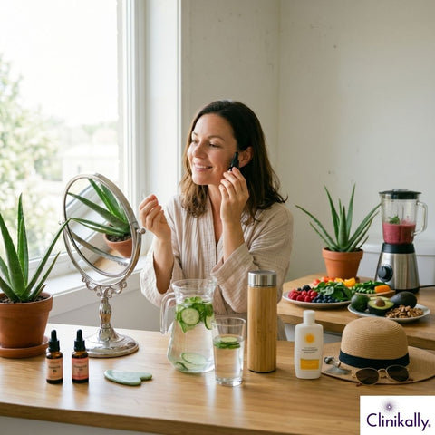 Woman holding anti wrinkle serum