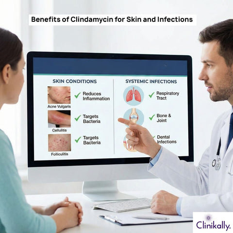 Doctor explaining benefits of clindamycin cream to patient