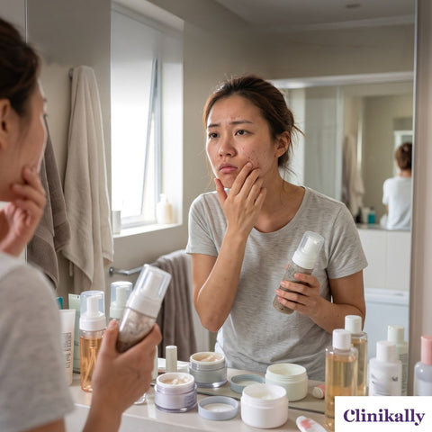 Woman worried about skincare routine mistakes