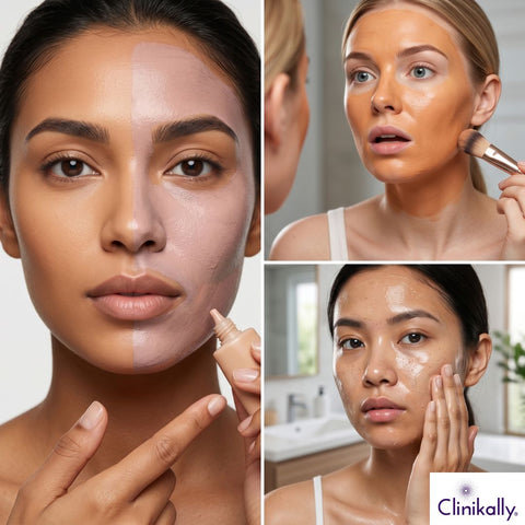 Comparison of tinted sunscreen mismatch and greasy skin application mistakes