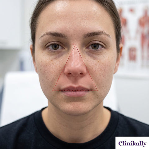 A women showcasing her triangle zone