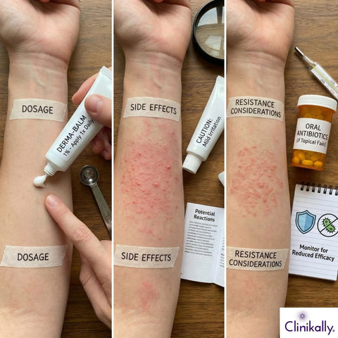 Clindamycin cream dosage and side effects shown on arm