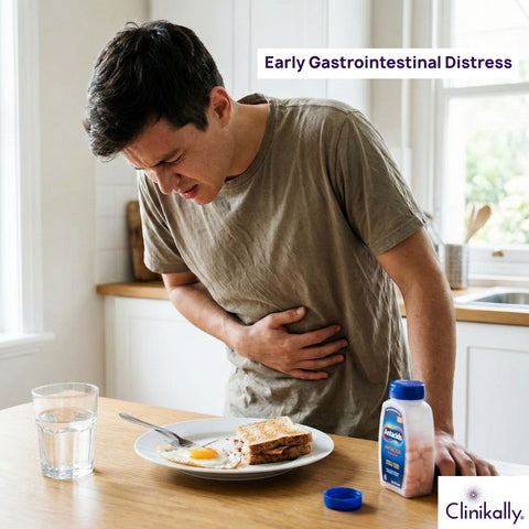 Guy holding stomach in pain