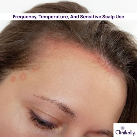 Woman with sensitive scalp