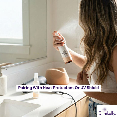 Pairing With Heat Protectant Or UV Shield For Maximum Defense