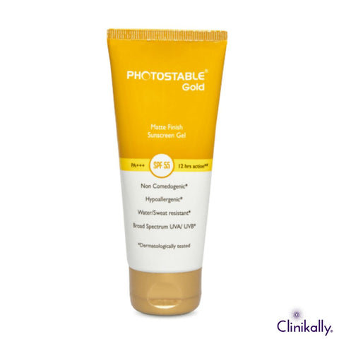 Photostable Gold Matte Finish Sunscreen Gel SPF 55