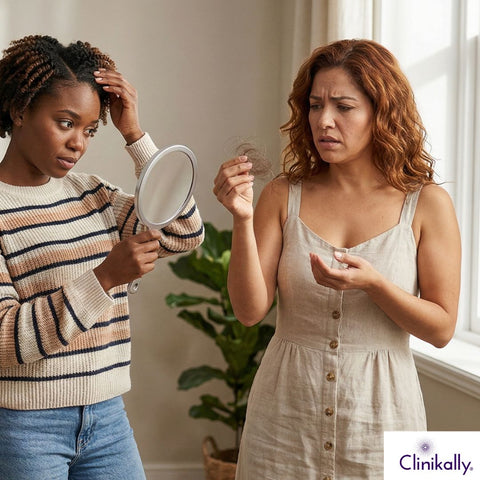 A women tired of her hair problem.