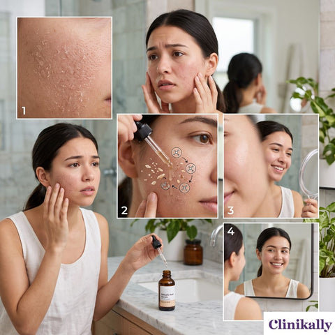 A women Apply Salicylic acid serum on her dry skin
