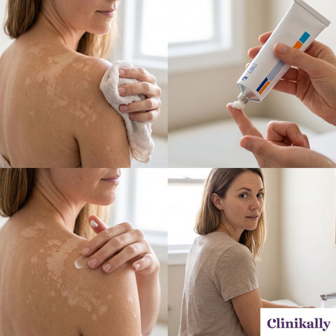 Tinea versicolor antifungal cream application steps