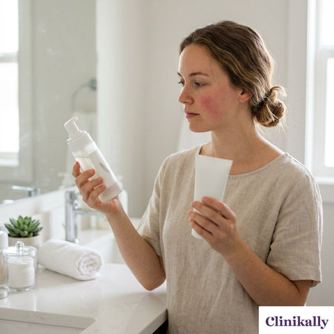 Woman choosing a face wash