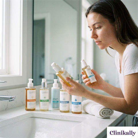 Woman choosing a face wash