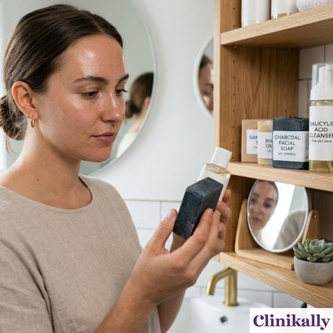 Women choosing soap for her oily skin