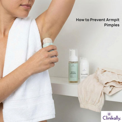 Woman applying deodorant to her armpit