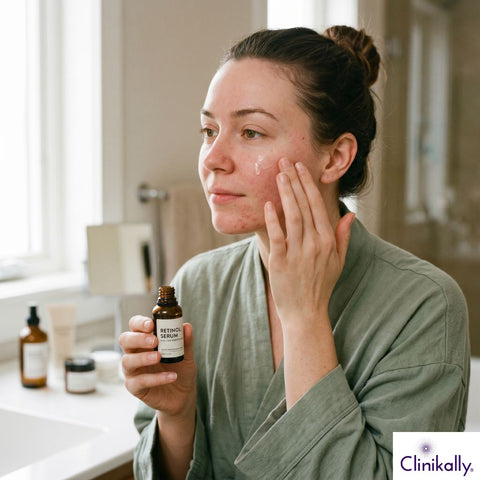 Woman applying Retinol Serum