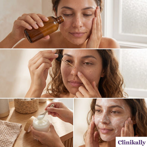 Women apply Salicylic serum on her face