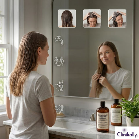 Proper hair washing routine with sulfate-free shampoo