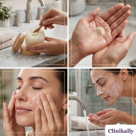 Cleansing balm application steps