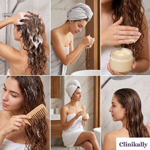 Steps for applying a hair mask