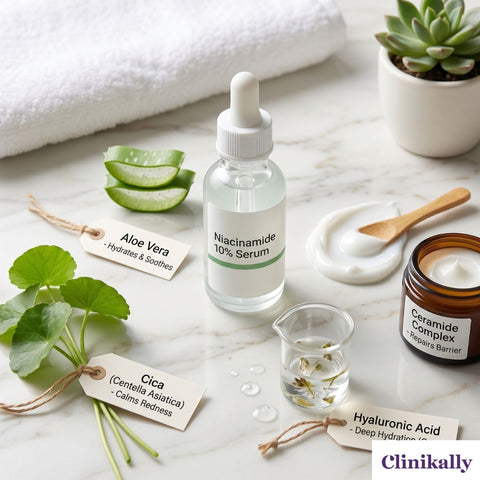 Niacinamide serum with aloe vera, cica and ceramides.