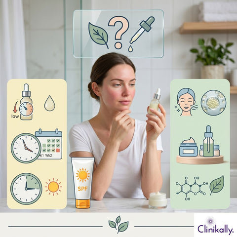 Retinol serum routine with SPF for sensitive skin