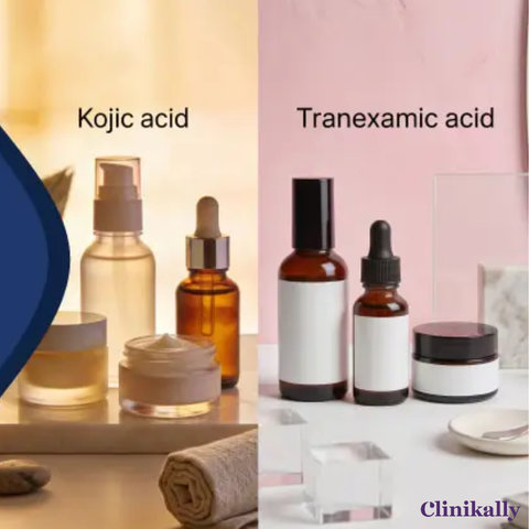 Shows difference between Kojic acid and tranexamic acid