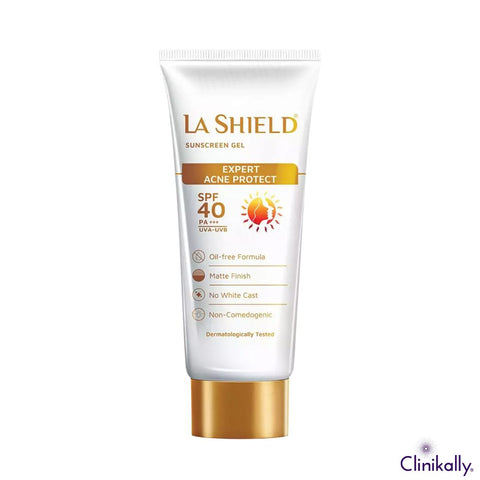 La Shield Sunscreen Gel SPF 40 PA+++ expert acne protect non-comedogenic sunscreen with matte finish and oil-free formula