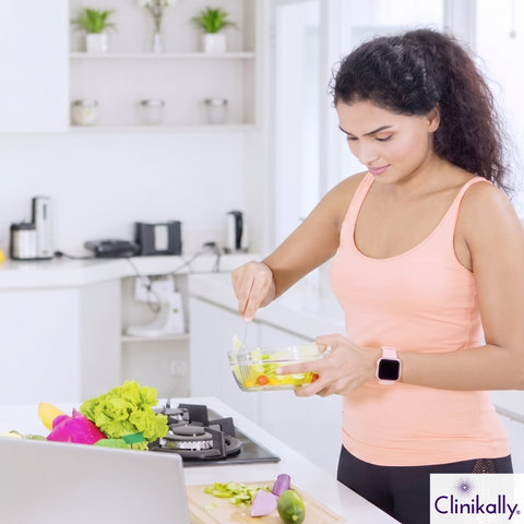 Healthy lifestyle and diet support for PMOS acne management