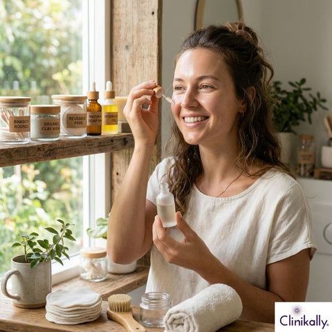 A girl using eco friendly skincare products