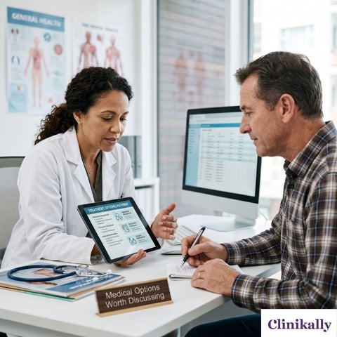 Doctor discussing menopause treatment options