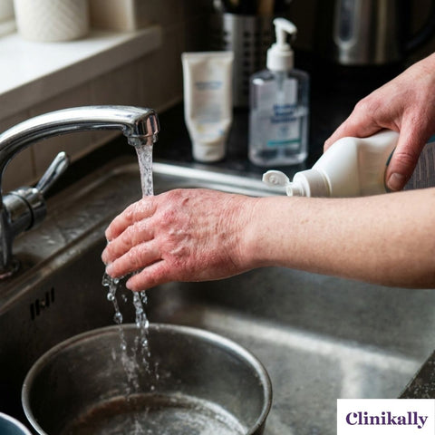 Dry, cracked hands from frequent washing and household cleaning