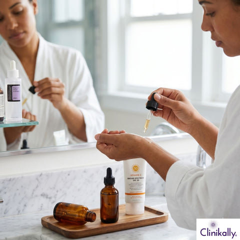 Women Do the patch test of vitamin c serum