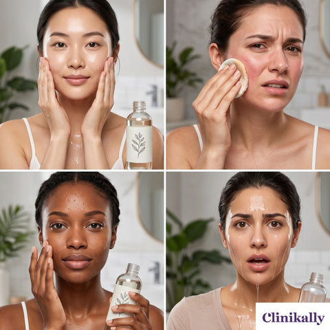 correct skincare application versus common mistakes like skin irritation and using too much product.