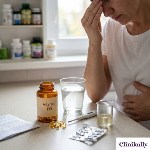 Person experiencing discomfort with Vitamin D supplements