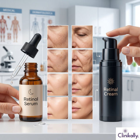 The Before After look of different people after using Retinol and Retinal products