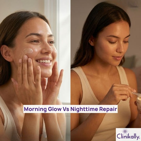 Women doing her Morning and nighttime skincare routine