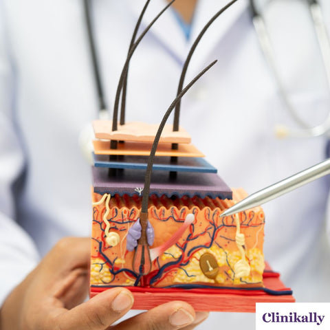 Aminexil hair follicle and scalp treatment diagram