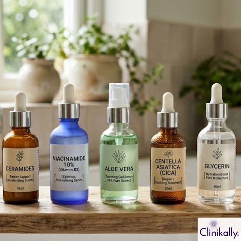 Ceramide, niacinamide, aloe vera, Cica, and glycerin serums for sensitive skin hydration
