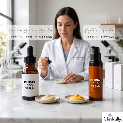A lab-assistant experimenting on Retinol and Retinal