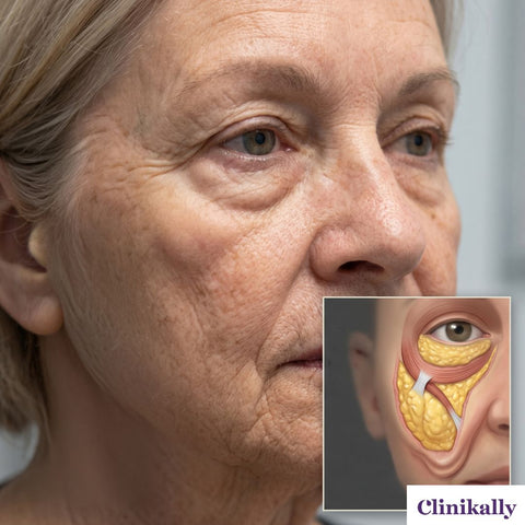 Anatomical diagram of facial fat pads and muscles under the eye