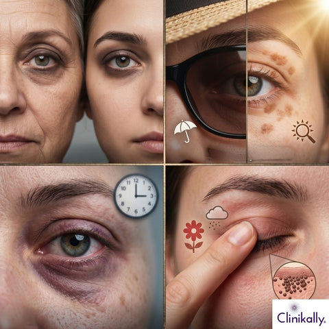 Causes of dark eyelids infographic