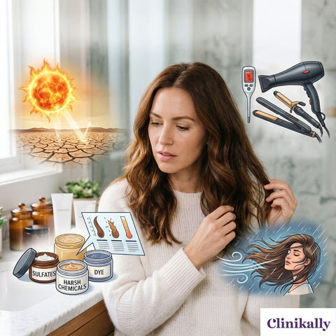 Common causes of dry damaged hair