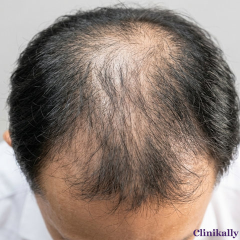 Male pattern hair thinning on scalp