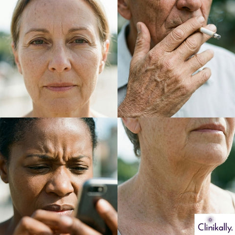 Wrinkles caused by aging and lifestyle factors