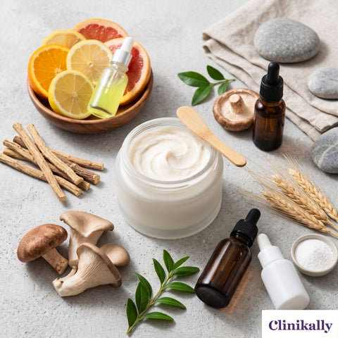 Skincare ingredients used in creams for hyperpigmentation treatment