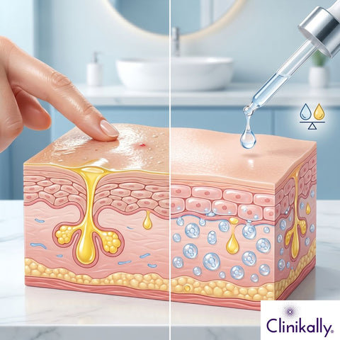Hyaluronic acid serum balancing oily skin hydration and excess sebum in skin layer